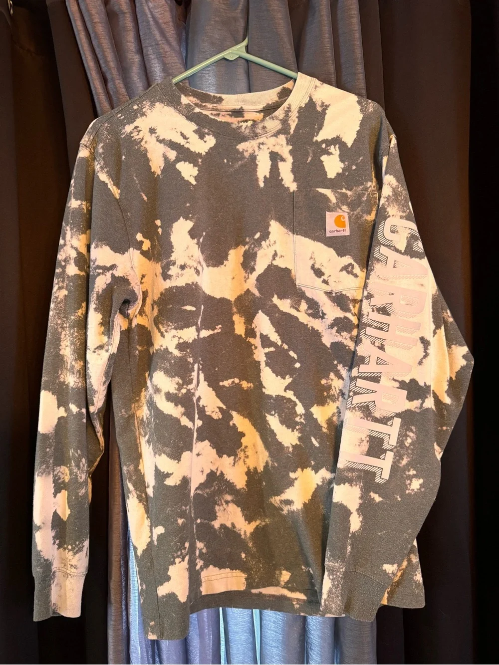 Carhartt Men's Tie-Dye Long Sleeve Sweater - Gray & White